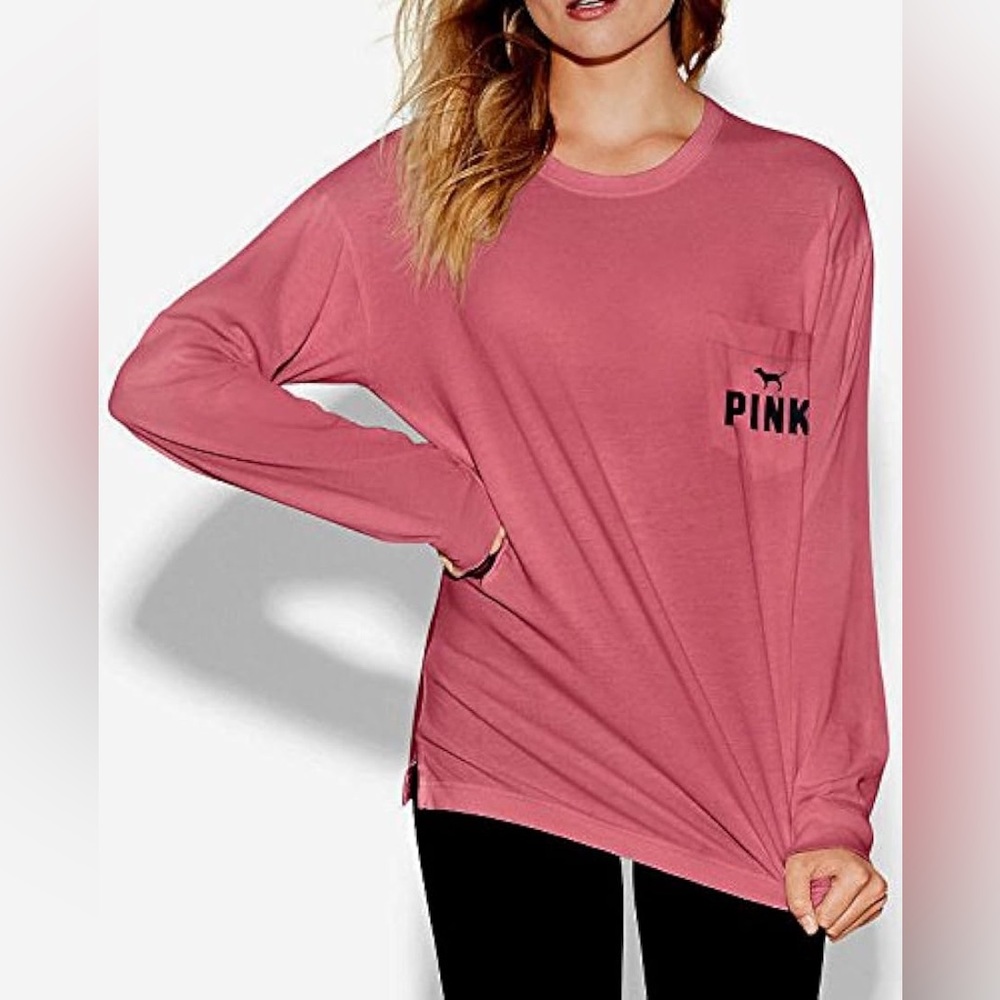 PINK - Crewneck Oversized Campus Pocket Tee in Soft Begonia